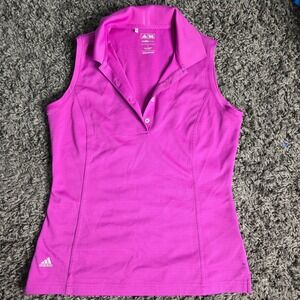 Adidas Golf ClimaCool Sleeveless Polo Shirt Magenta Pink Womens Small RN 88387